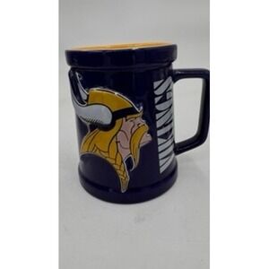 Vintage 1999 Minnesota Vikings NFL Ceramic Mug 3D Relief Norseman Logo Purple